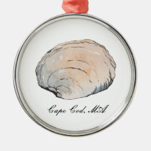Watercolor Clam Seashell Beach Ornament