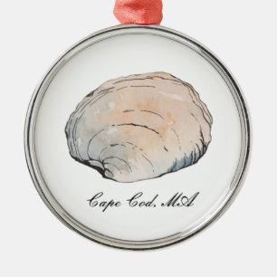 Watercolor Clam Seashell Beach Ornament
