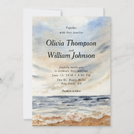 Watercolor Coastal Beach Wedding Invitation Inbjudningar