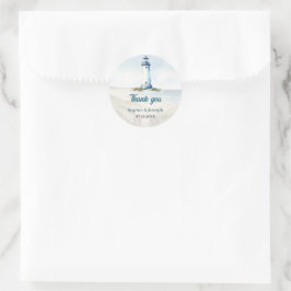 Watercolor Coastal New England Bröllop Tack Runt Klistermärke