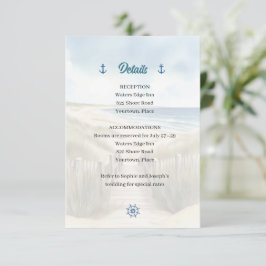 Watercolor Coastal New England Wedding Insert Inbjudningar