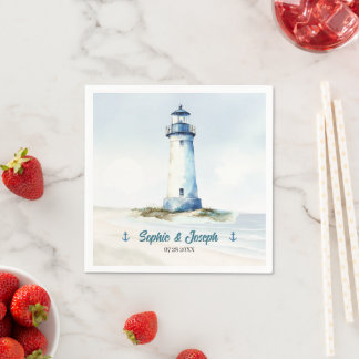 Watercolor Coastal New England Wedding Pappersservett
