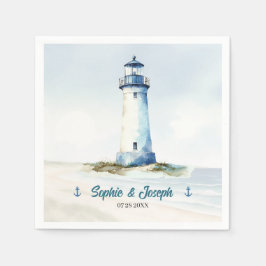 Watercolor Coastal New England Wedding Pappersservett