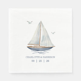 Watercolor Coastal Seascape Wedding Pappersservett