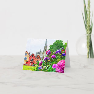 Watercolor Cobh, Ireland Hydrangeas - tack, ditt k Tack Kort