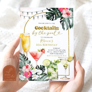 Watercolor Cocktail av Bassäng Vuxen Birthday Inbjudningar