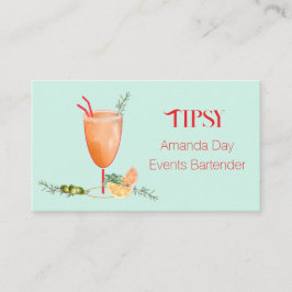 Watercolor Cocktail Bartender Business Card Visitkort
