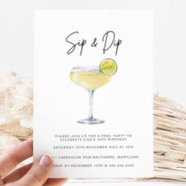 Watercolor Cocktail Bassäng Party 30års födelsedag Inbjudningar