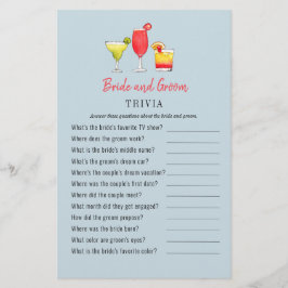 Watercolor Cocktail Couples Shower Trivia-spel