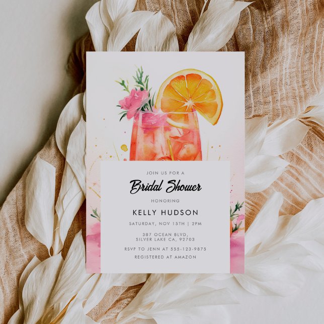 Watercolor Cocktail Inbjudningskort för möhippan (Skapare uppladdad)