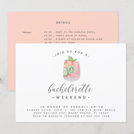 Watercolor Cocktail Minimal Bachelorette Helg Inbjudningar