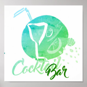 Watercolor Cocktail Pub Poster