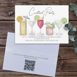 Watercolor Cocktails Drinks QR Code Party webbplat Inbjudningar