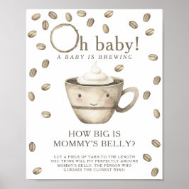 Watercolor Coffee - How big is mamma belly match Poster
