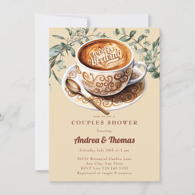Watercolor Coffee | Paret Shower Inbjudan (Framsida)