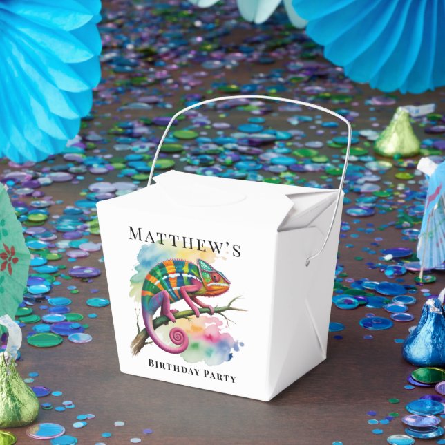 Watercolor Colorful Chameleon Birthday Party Presentaskar (Part)