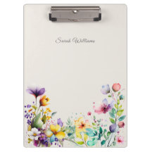 Watercolor Colorful Spring Wildflower Clipboard