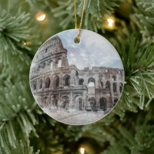 Watercolor Colosseum Rom Italien Gift Julgransprydnad Keramik