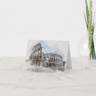 Watercolor Colosseum Rom - tackkort - Art