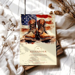 Watercolor Combat Boots Patriotic Military Graduat Inbjudningar