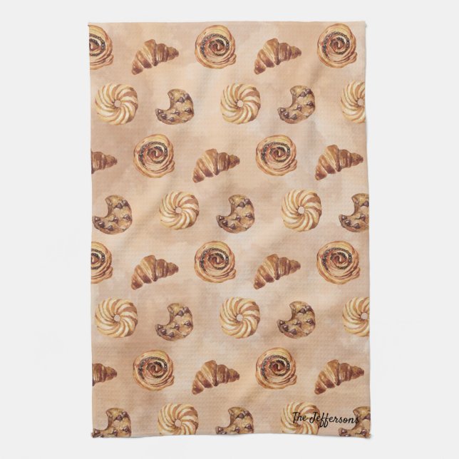 Watercolor Confectionery Patisserie Food Brunch Kökshandduk (Vertikal)