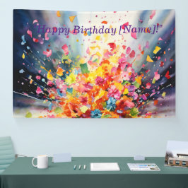 Watercolor Confetti Explosion Birthday Banne