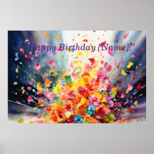 Watercolor Confetti Explosion Birthday Banne