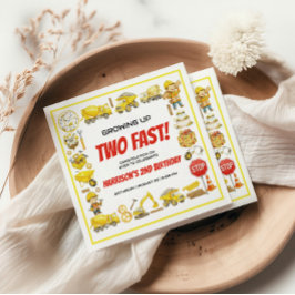 Watercolor Construction 2nd Birthday Party  Pappersservett