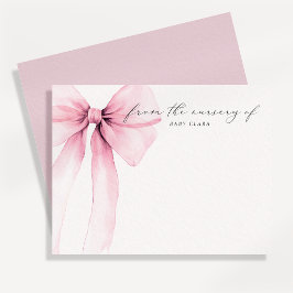 Watercolor Coquette Big Pink Bow Nursery Note Card Inbjudningar
