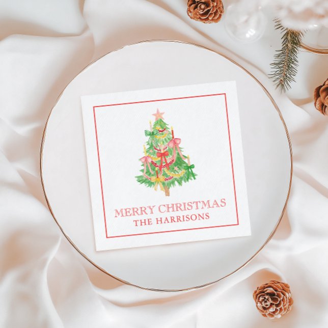 Watercolor Coquette Bows Christmas Tree Pappersservett (Skapare uppladdad)