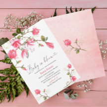 Watercolor Coral Magnolia Baby in bloom Baby Showe