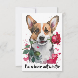 Watercolor Corgi Hund med Ro-anteckningskort Tack Kort
