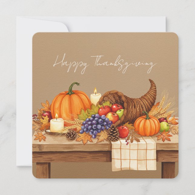 Watercolor cornucopia kort (Framsida)