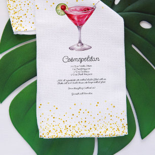 Watercolor Cosmopolitan Anpassningsbar Cocktail Re Kökshandduk