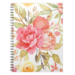 Watercolor Cottage Garden Ro Anteckningsbok