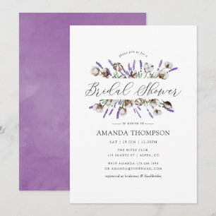 Watercolor Cotton Lavender Land Möhippa Inbjudningar