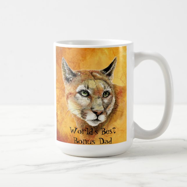 Watercolor Cougar Animal World's Best Bonus Pappa Kaffemugg (Höger)