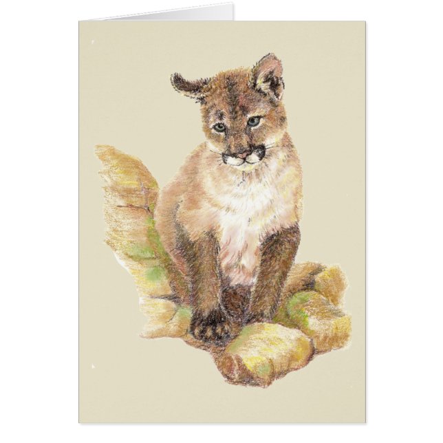 Watercolor Cougar Puma, Mountain Lejon Blank Hälsningskort (Framsidan)