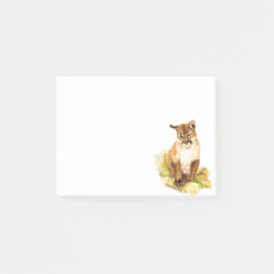 Watercolor Cougar, Puma, Mountain Lejona Unge Kitt Post-it Block