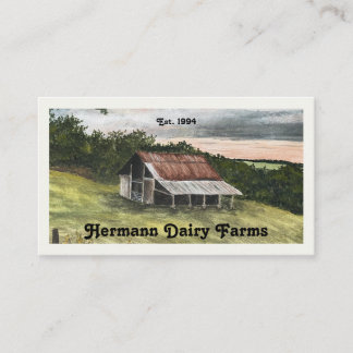 Watercolor Country Barn Scene Visitkort