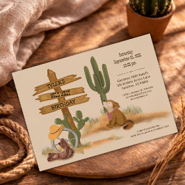 Watercolor Cowboy Wild West Birthday Invitation Inbjudningar