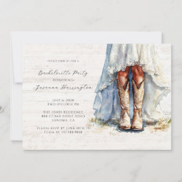 Watercolor Cowgirl Bride Boots Bachelorette Party Inbjudningar
