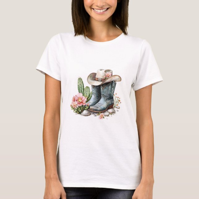 Watercolor Cowgirl T Shirt (Framsida)