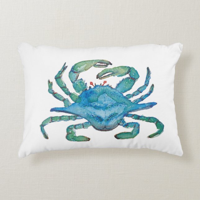 Watercolor crab pillow prydnadskudde (Framsidan)