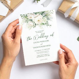 Watercolor Cream Peony & Ro bröllopsinbjudan Inbjudningar
