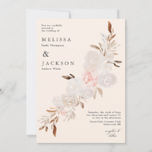 Watercolor Cream Ro Beige bröllopsinbjudan Inbjudningar