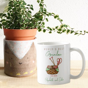 Watercolor Crochet World's Best Grandma Anpassning Kaffemugg