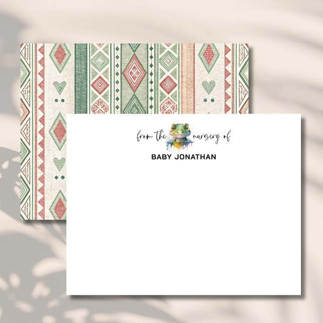 Watercolor Crocodile Chic Nursery Note Card Inbjudningar (Skapare uppladdad)