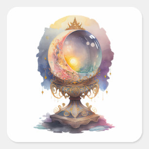 Watercolor Crystal Boll Fyrkantigt Klistermärke