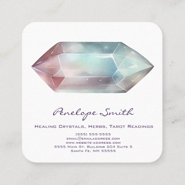Watercolor Crystal Fyrkantigt Visitkort (Baksida)